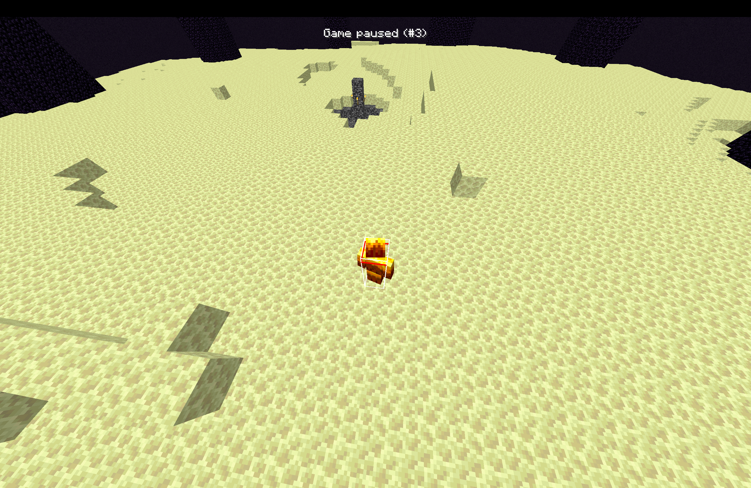 Looking down in the End to avoid Endermen